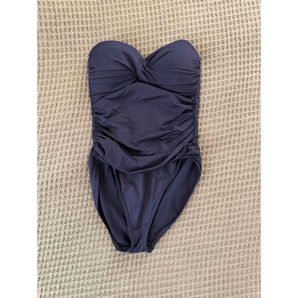 Women's LA BLANCA Black Strapless Ruched One Piece Swimsuit Size 8